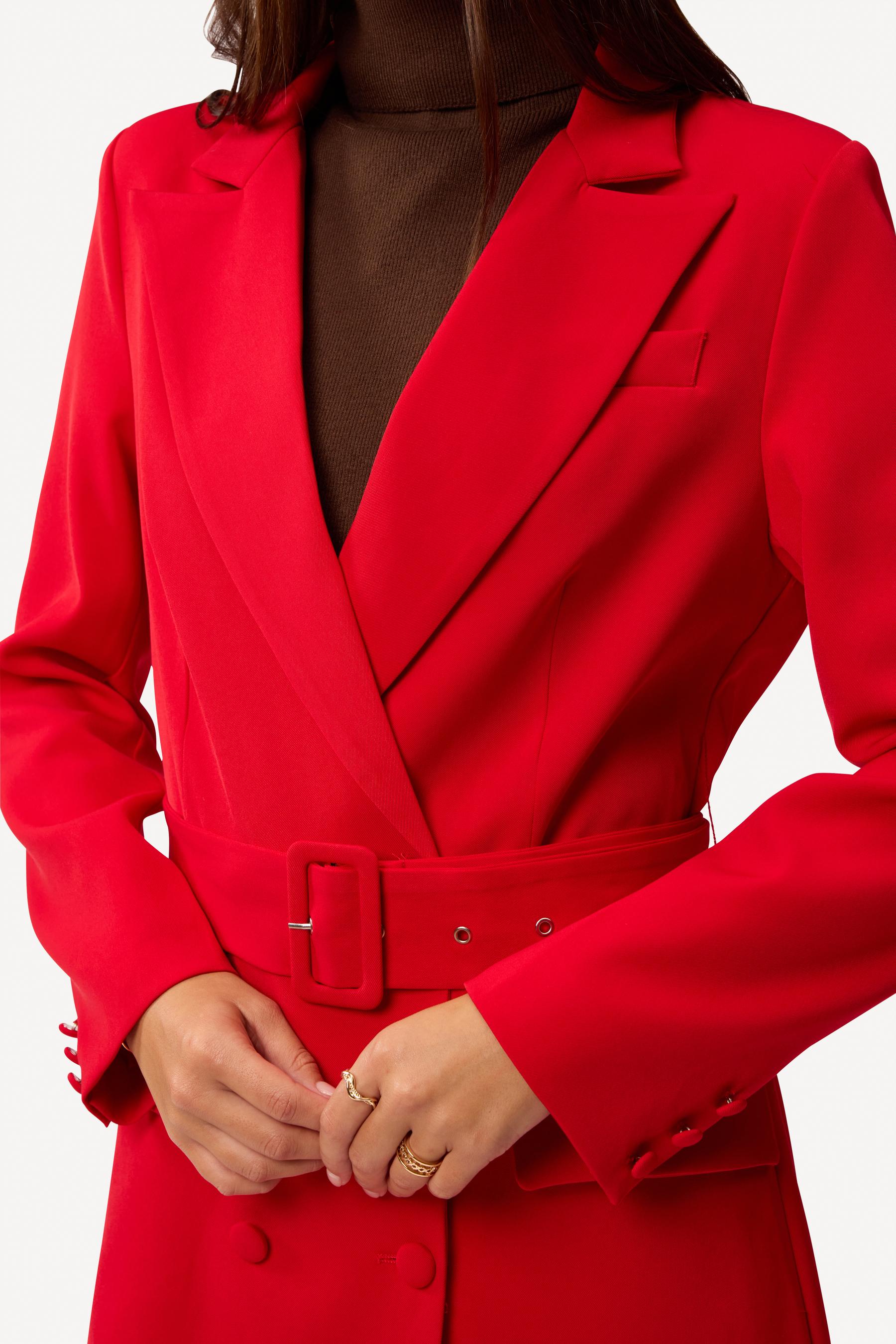 Veste longue unie Rouge - Axara Paris