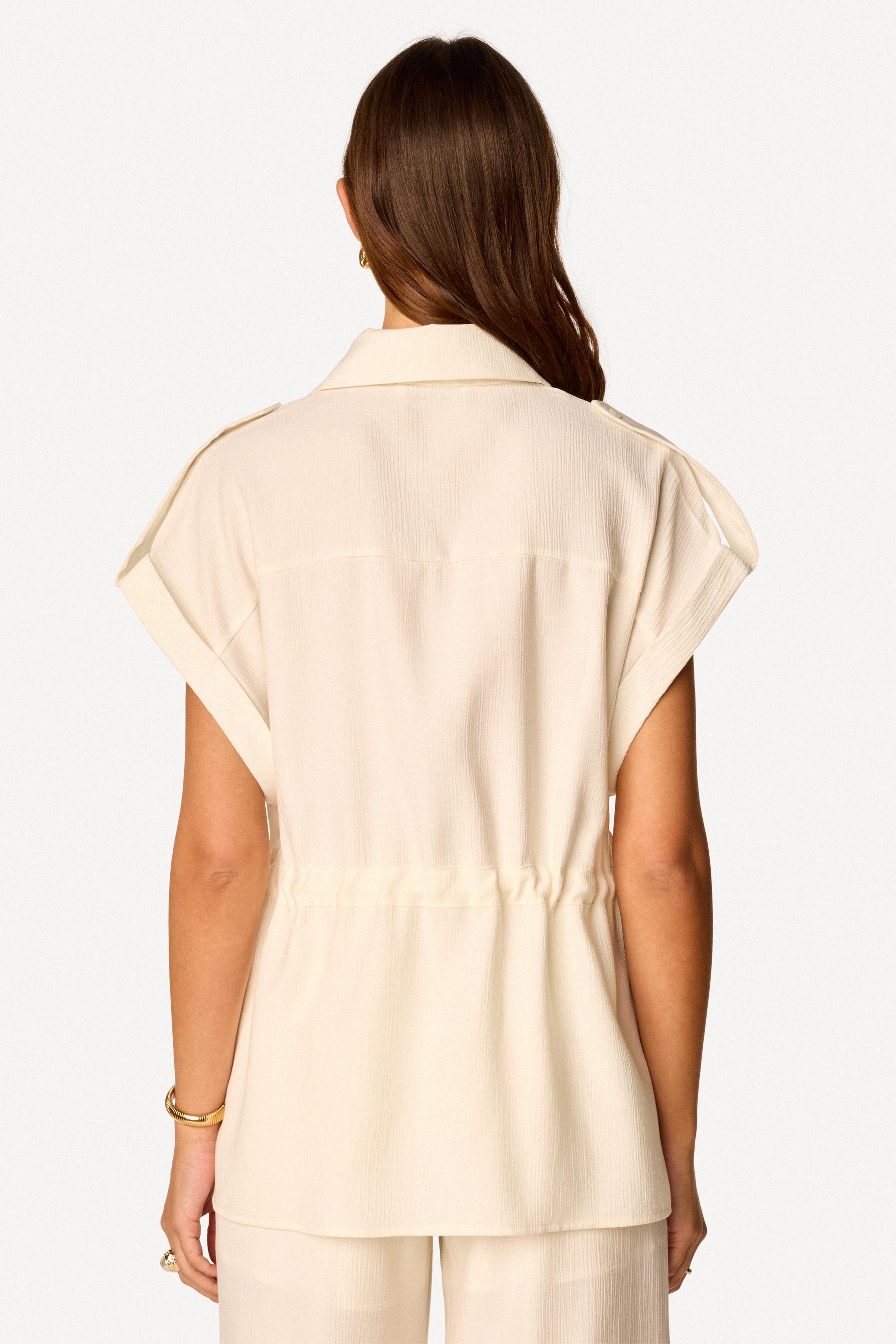 Chemise unie sans manches Blanc - Axara Paris