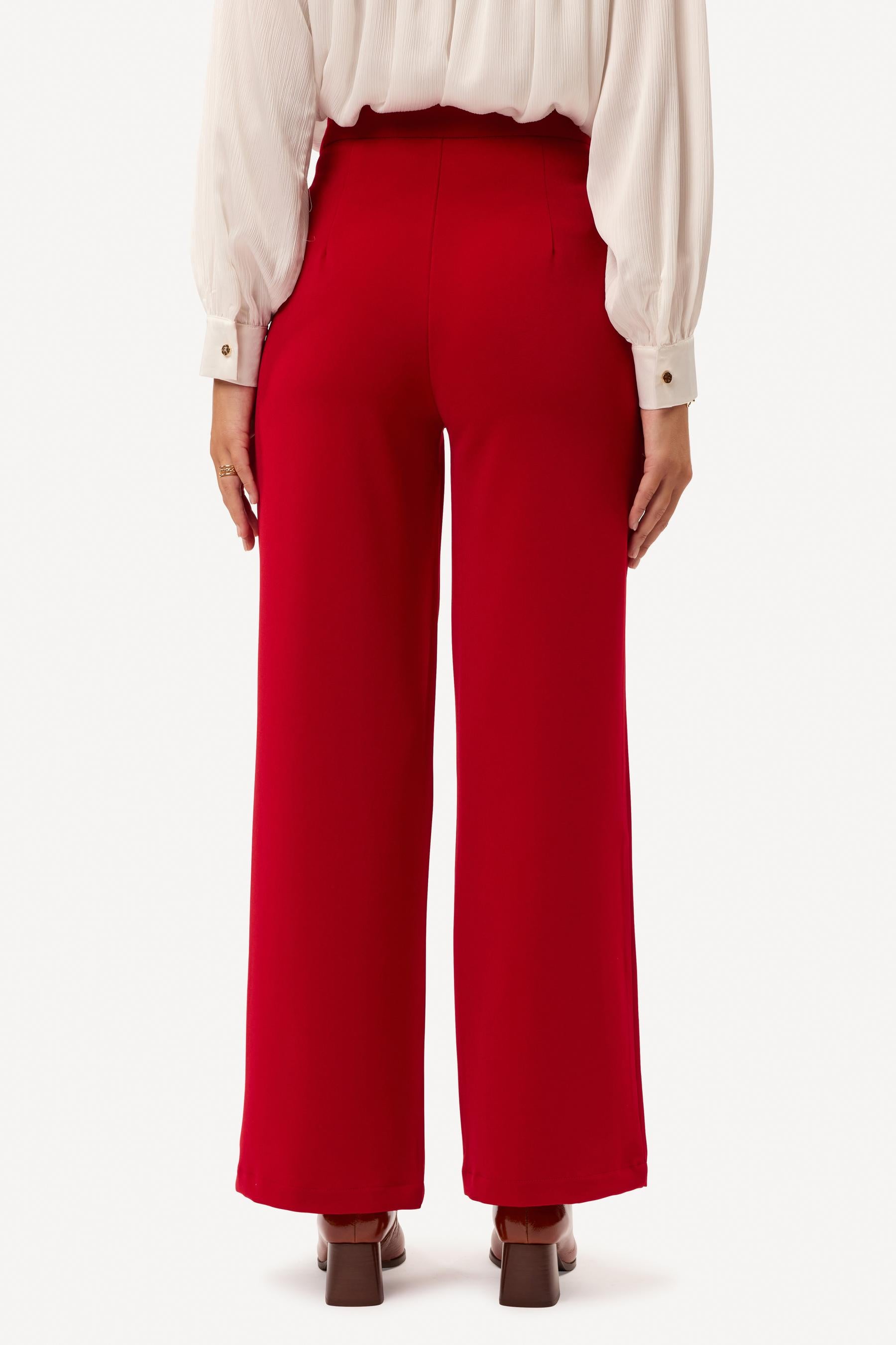 Pantalon large uni Rouge - Axara Paris