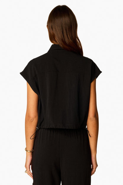 Chemise courte cargo Noir - Axara Paris