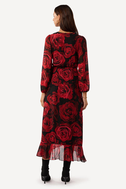 Robe longue imprimée Rouge - Axara Paris