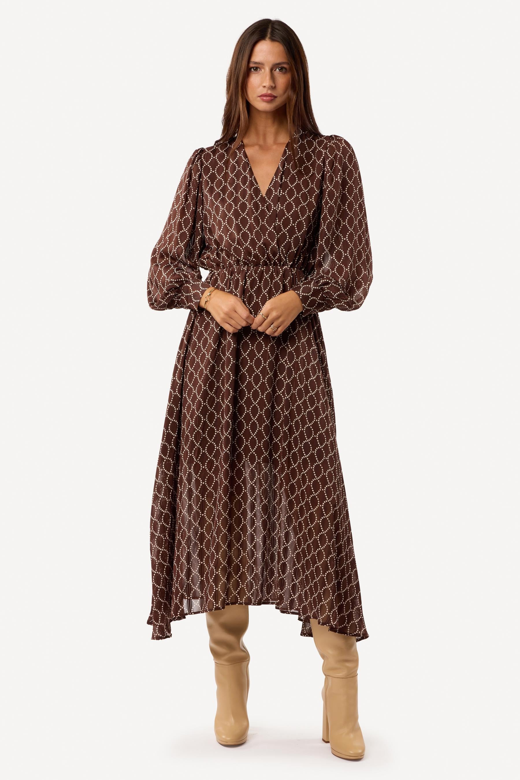 Robe longue imprimée Marron - Axara Paris