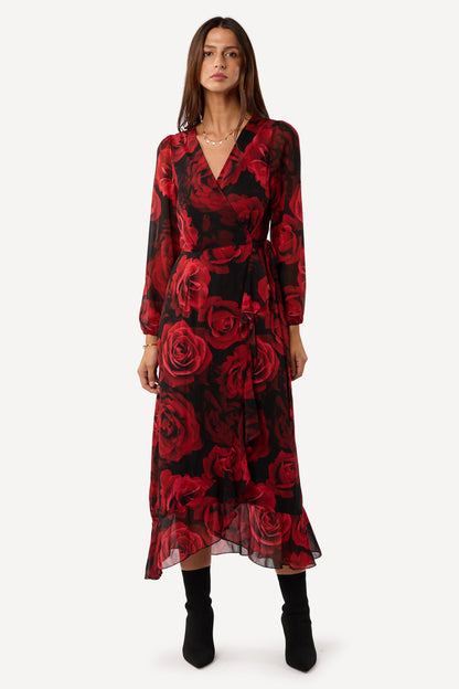 Robe longue imprimée Rouge - Axara Paris