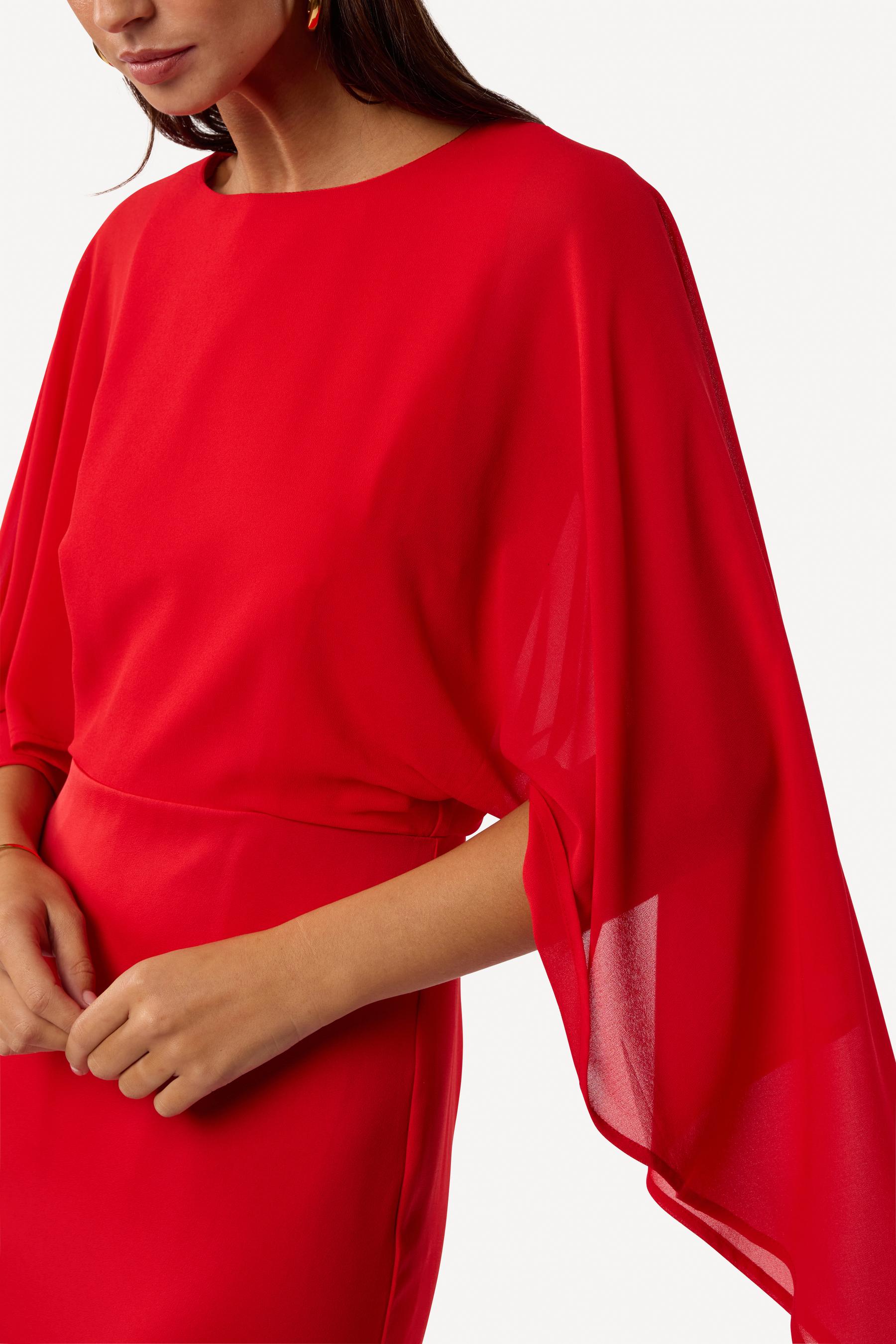 Robe cocktail unie Rouge - Axara Paris