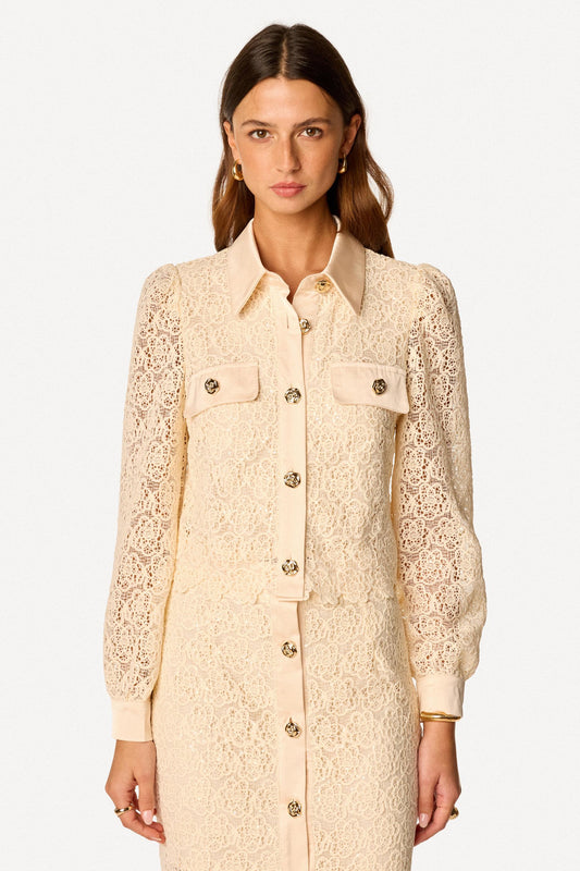 Veste courte brodée Beige - Axara Paris