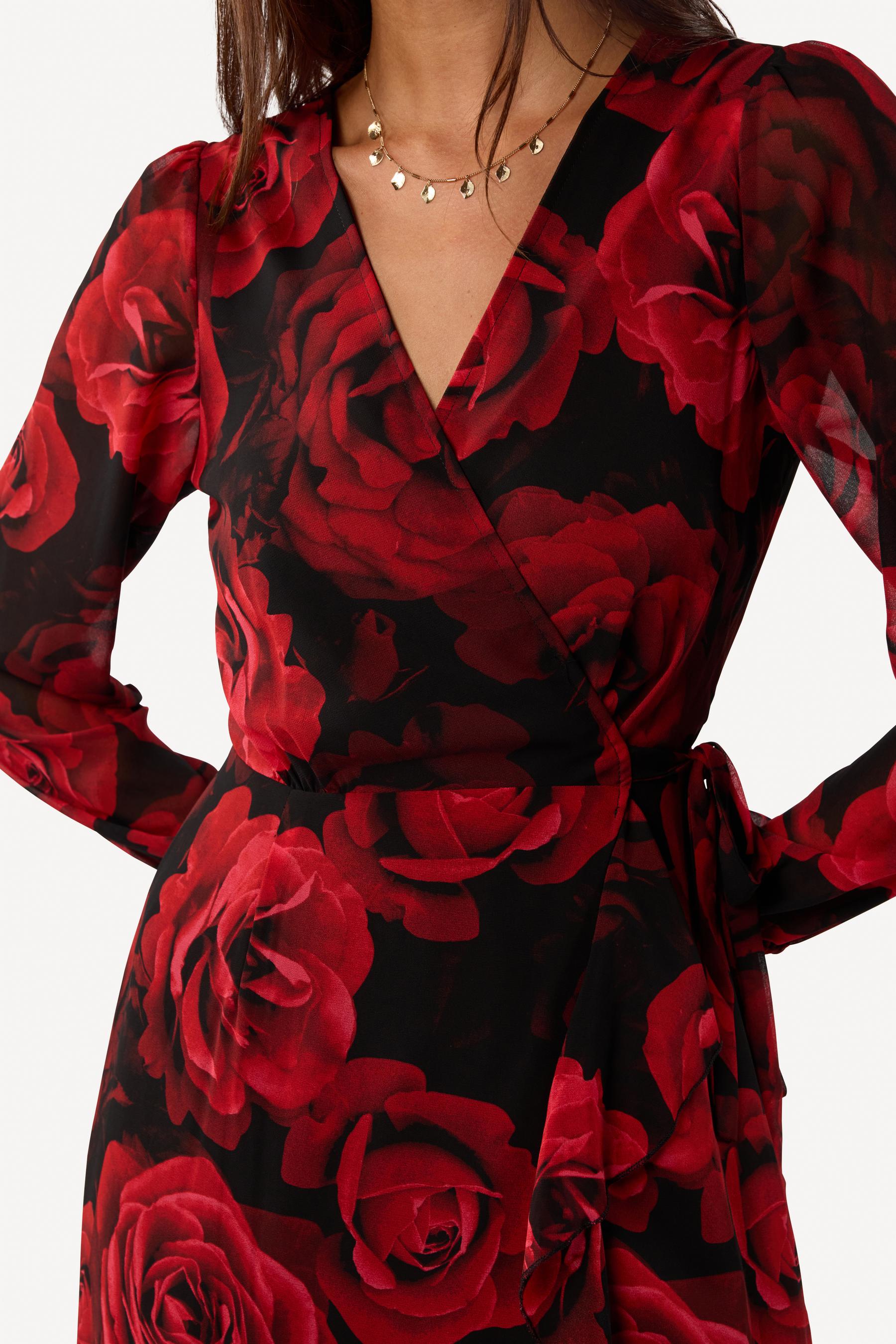 Robe longue imprimée Rouge - Axara Paris