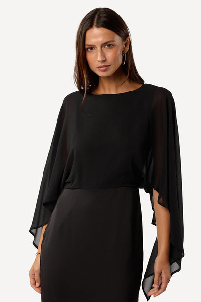 Robe cocktail unie Noir - Axara Paris