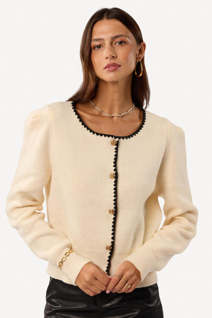 Cardigan brodé Beige - Axara Paris