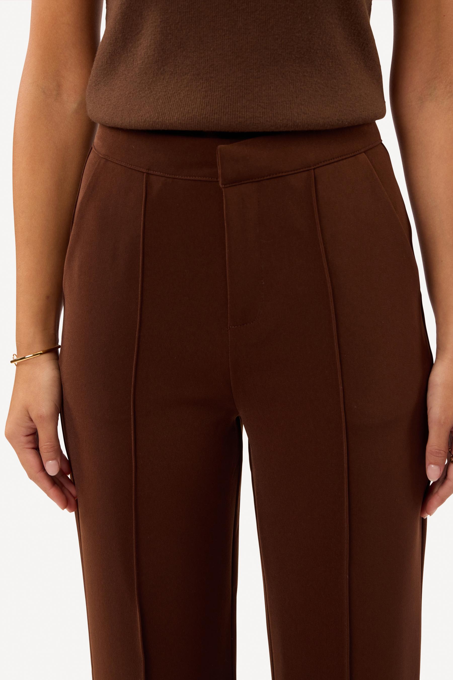 Pantalon large uni Marron - Axara Paris