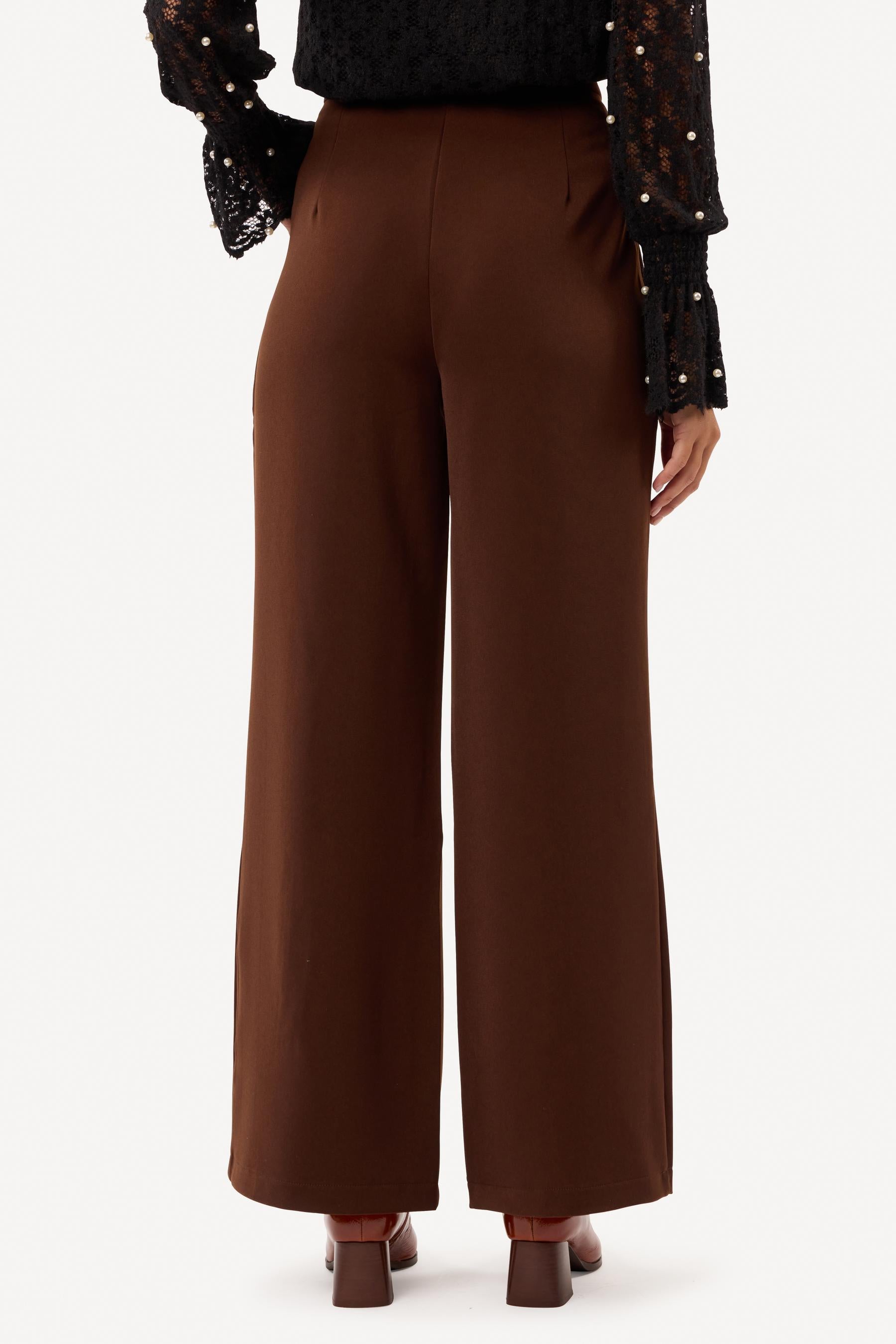 Pantalon large uni Marron - Axara Paris