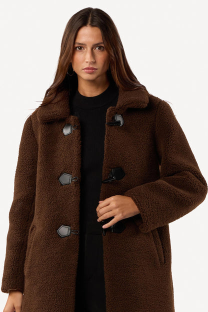 Manteau long teddy Marron - Axara Paris