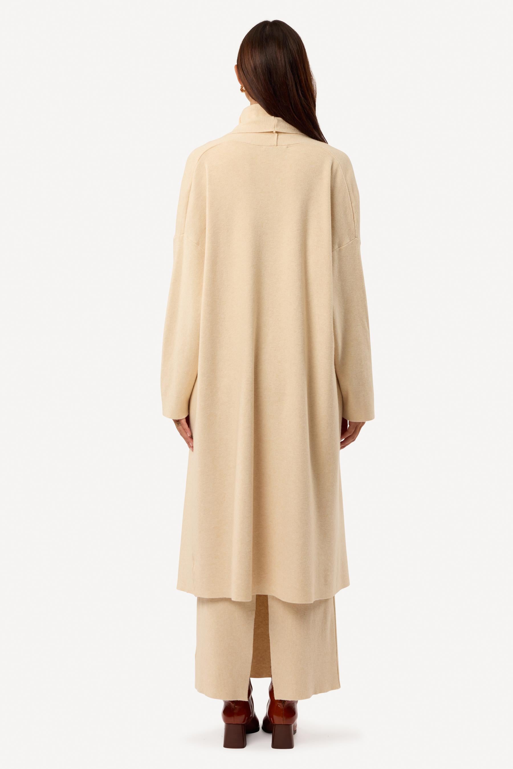 Cardigan long uni Beige - Axara Paris