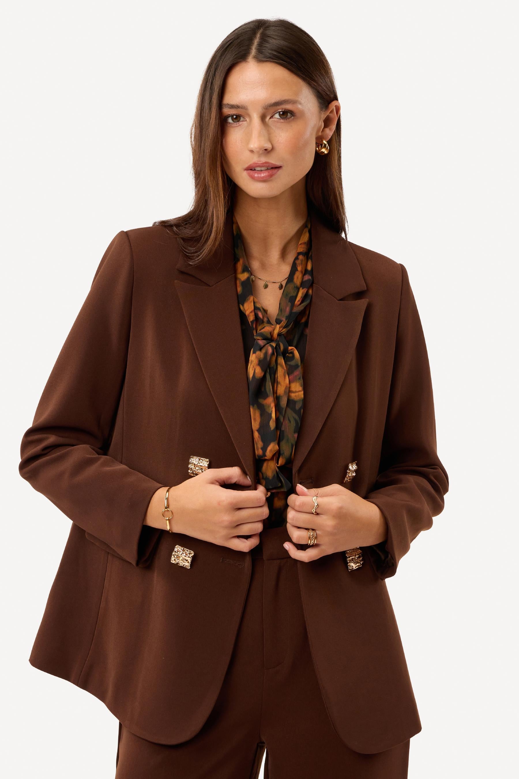 Veste de tailleur unie Marron - Axara Paris