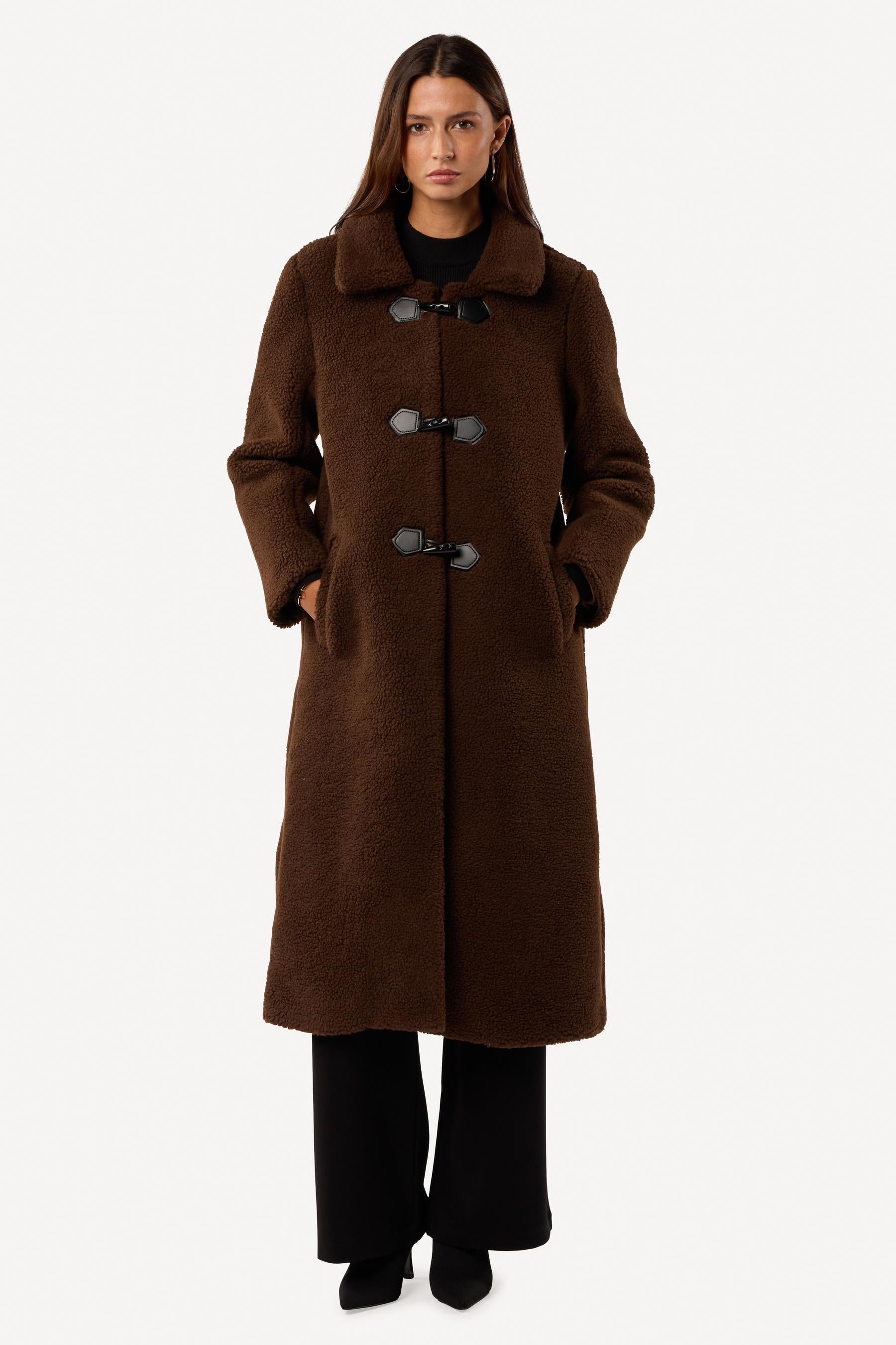 Manteau long teddy Marron - Axara Paris