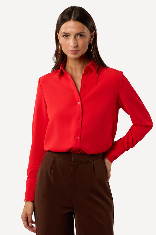 Chemise unie Rouge - Axara Paris