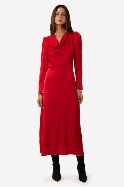 Robe cocktail unie Rouge - Axara Paris