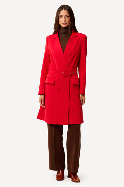 Veste longue unie Rouge - Axara Paris