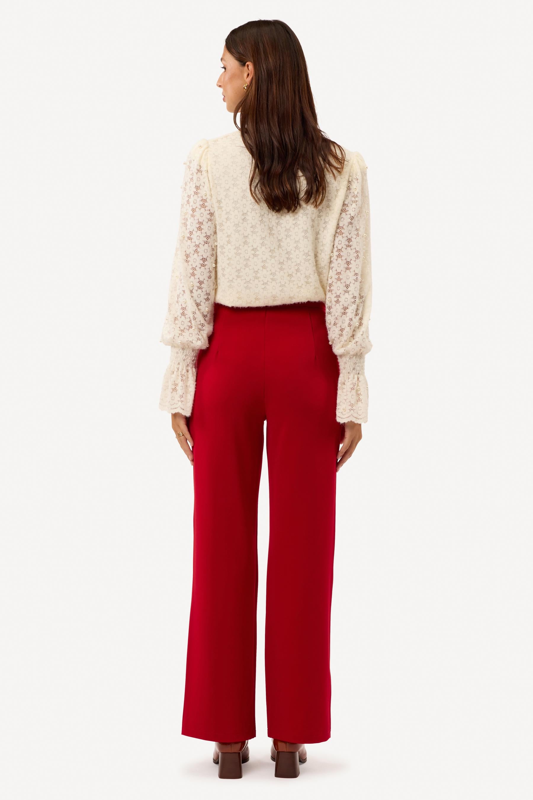 Pantalon large uni Rouge - Axara Paris