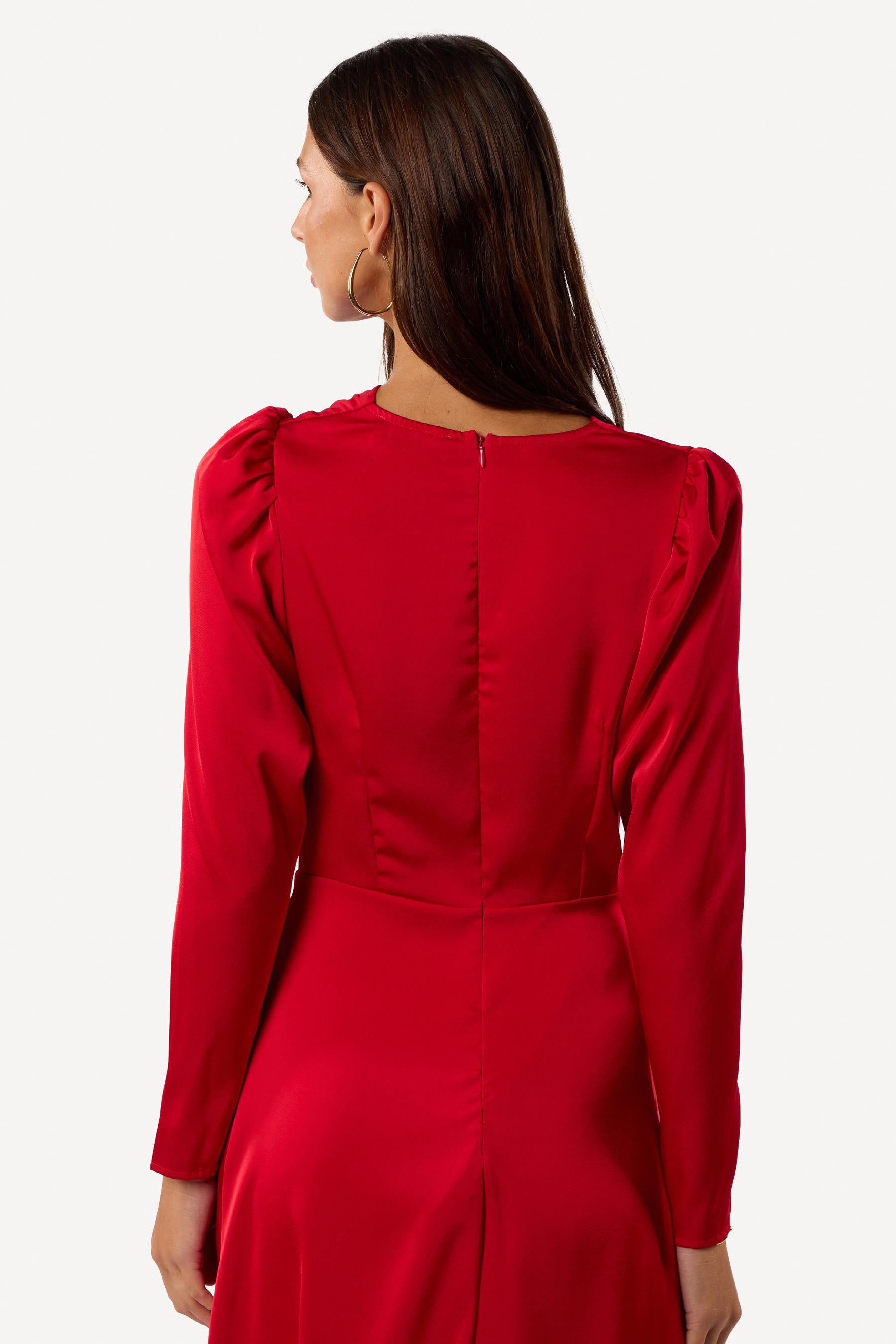 Robe cocktail unie Rouge - Axara Paris