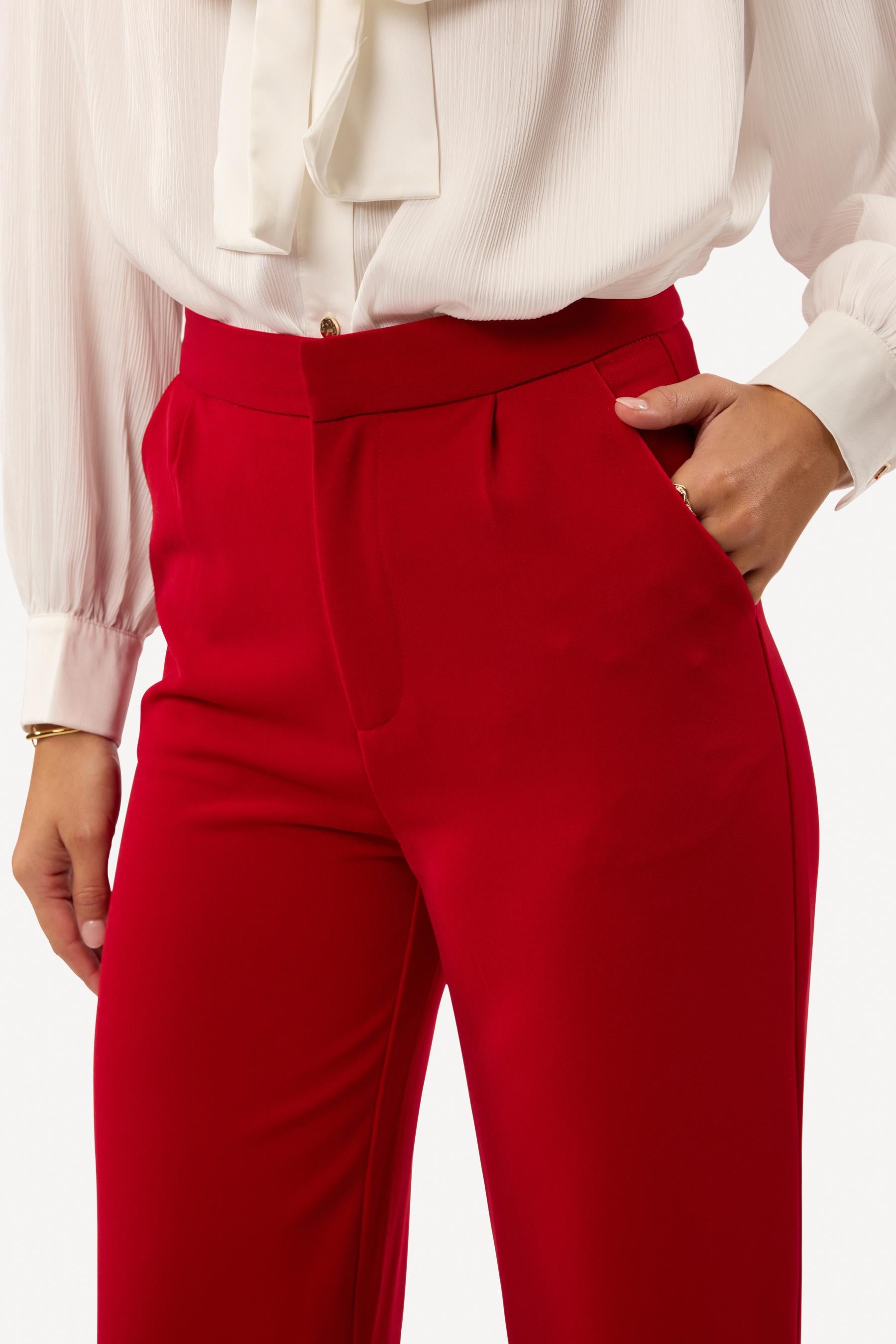 Pantalon large uni Rouge - Axara Paris