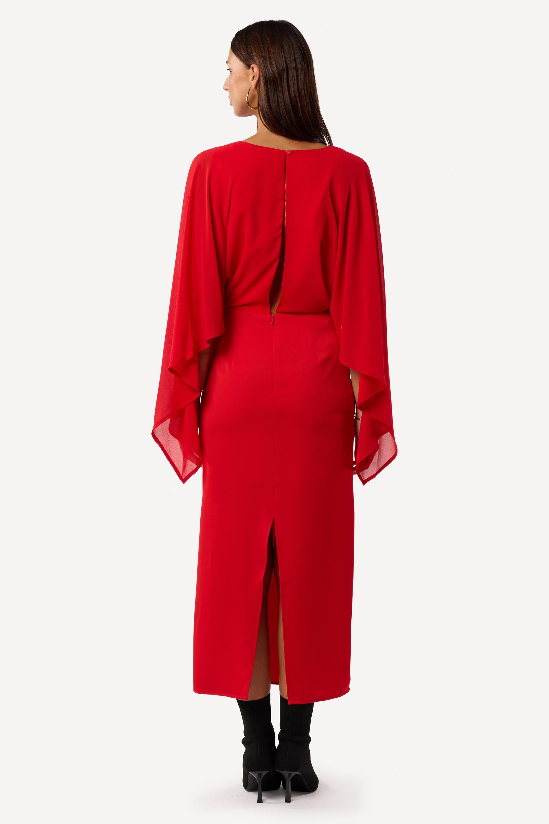 Robe cocktail unie Rouge - Axara Paris