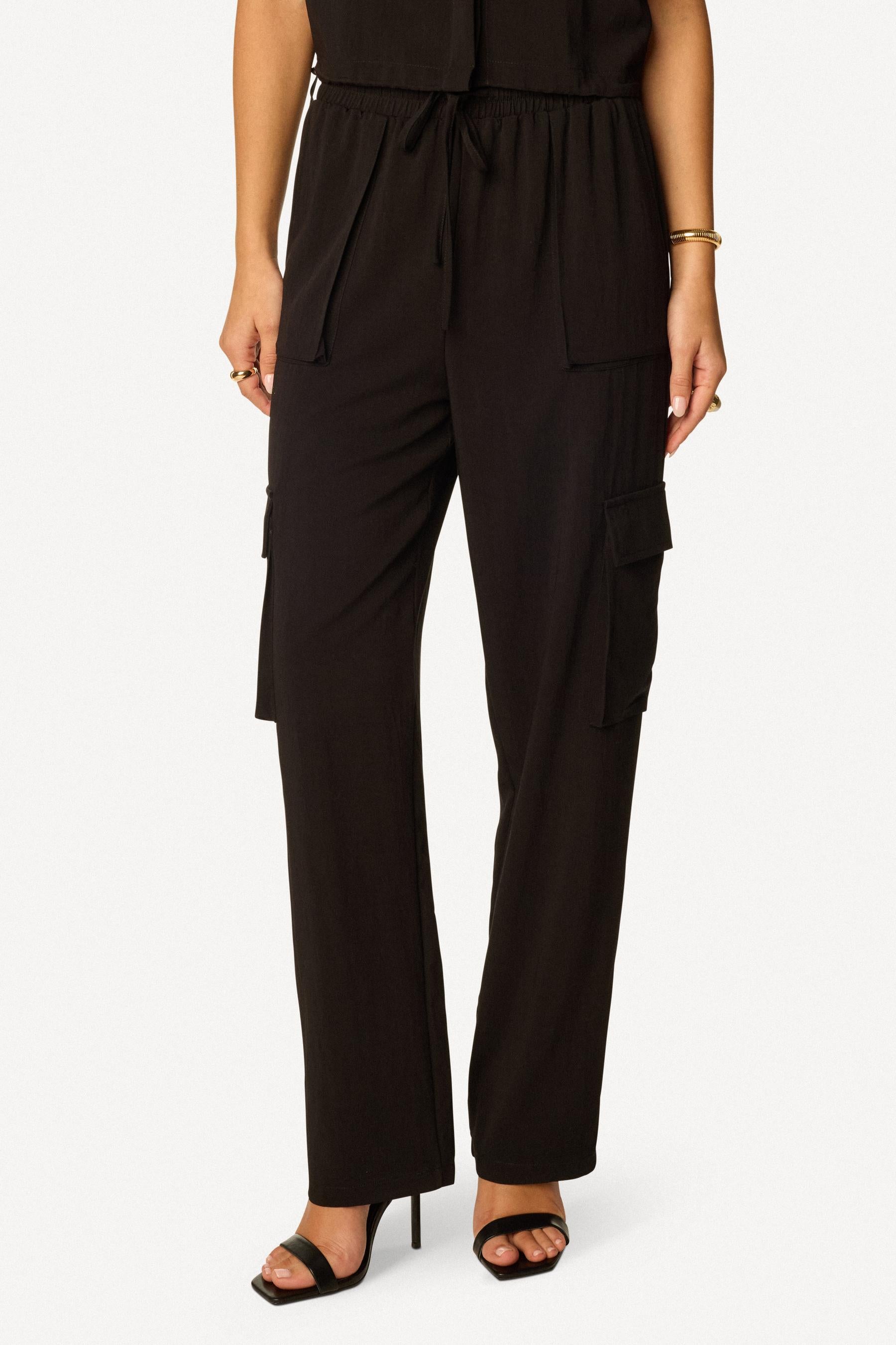 Pantalon cargo uni Noir - Axara Paris