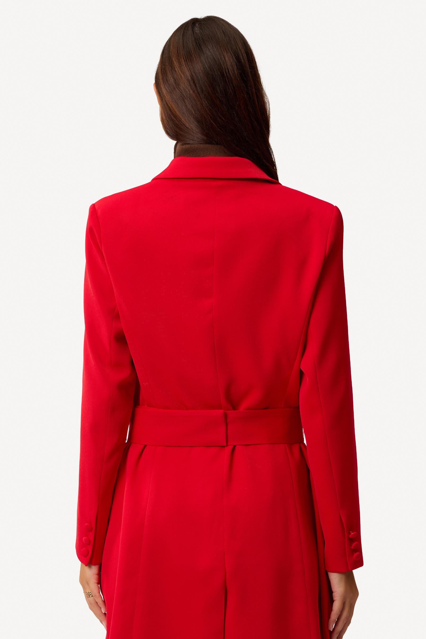 Veste longue unie Rouge - Axara Paris