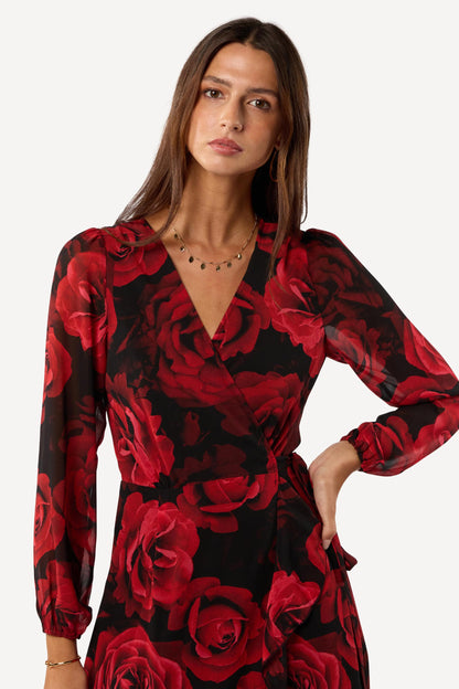 Robe longue imprimée Rouge - Axara Paris