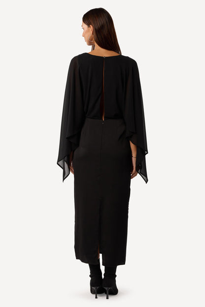 Robe cocktail unie Noir - Axara Paris