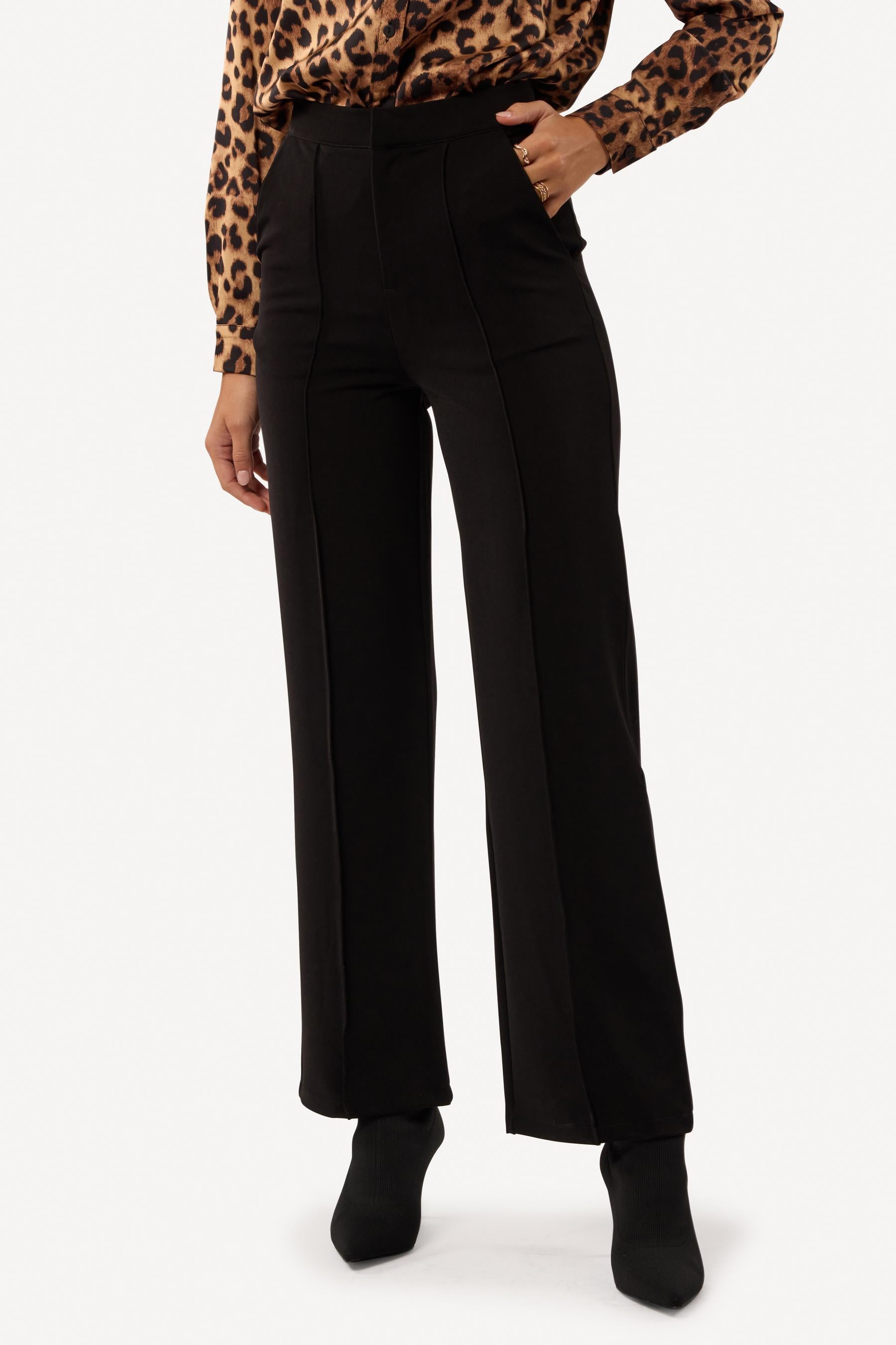 Pantalon large uni Noir - Axara Paris