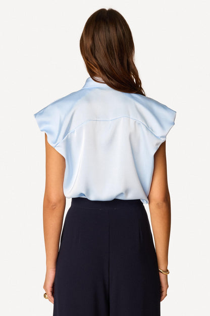 Chemise unie sans manches Ciel - Axara Paris