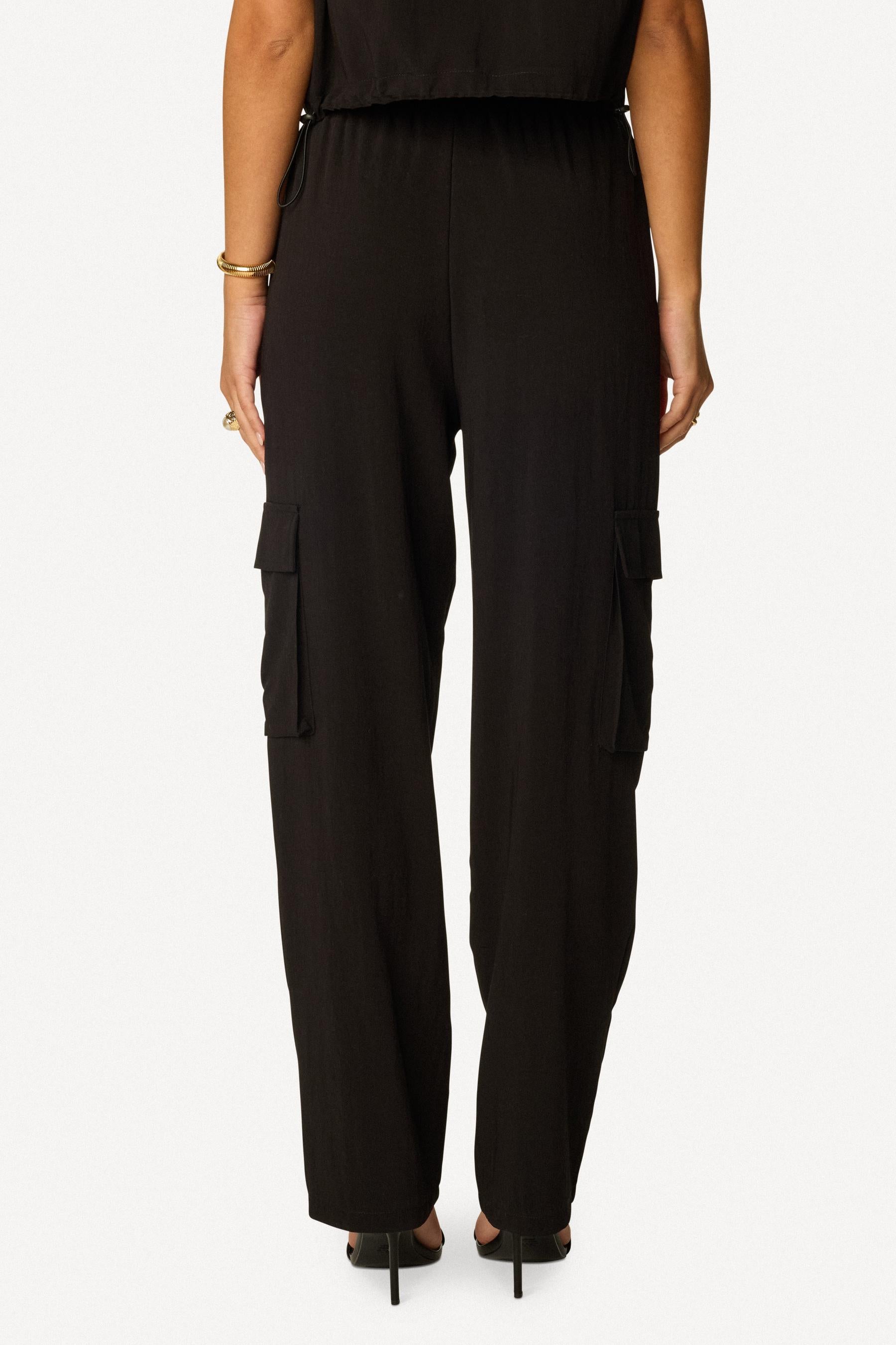 Pantalon cargo uni Noir - Axara Paris