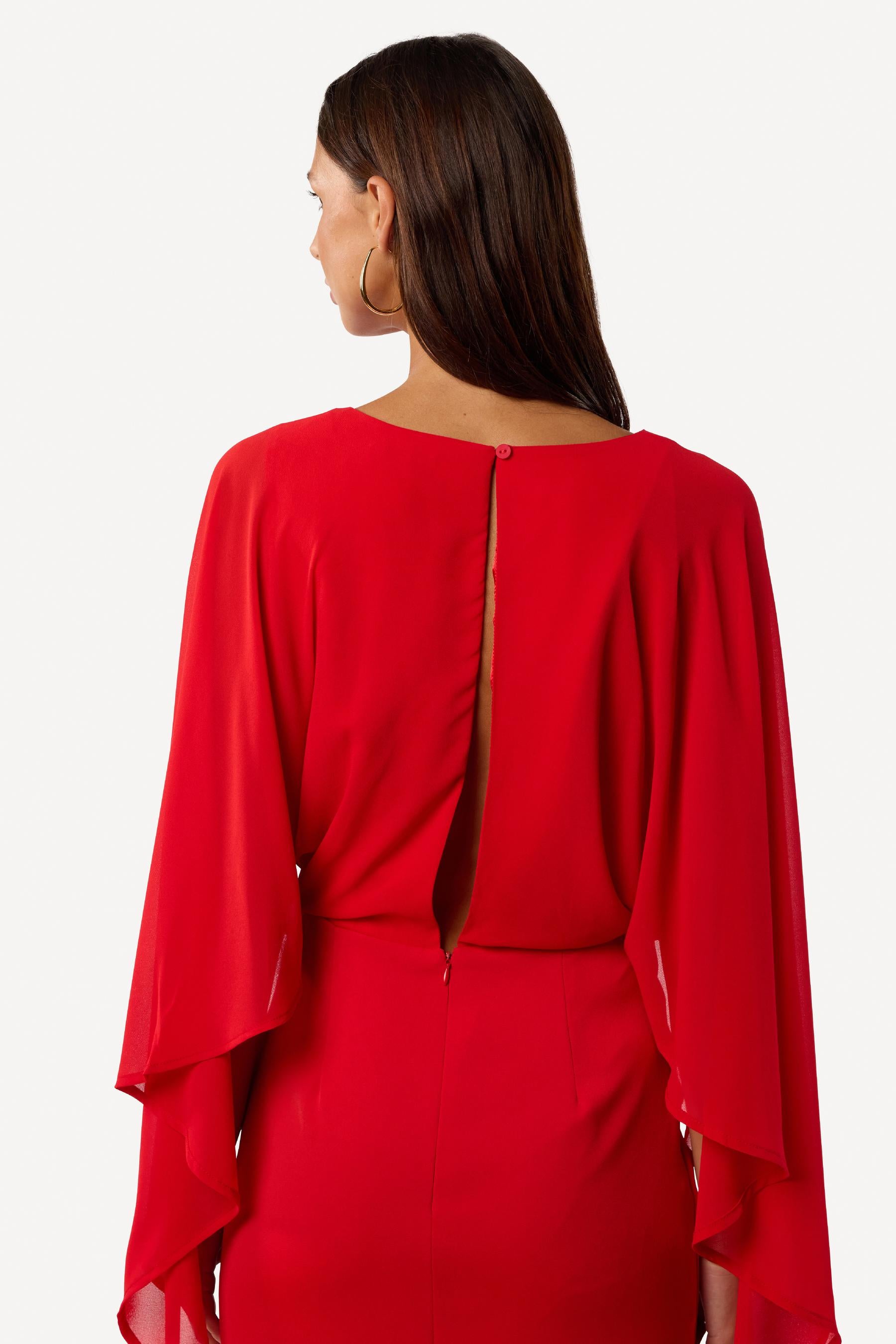 Robe cocktail unie Rouge - Axara Paris