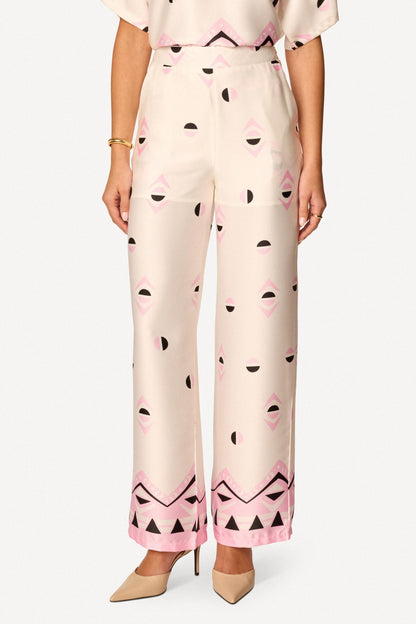 Pantalon large imprimé Rose - Axara Paris