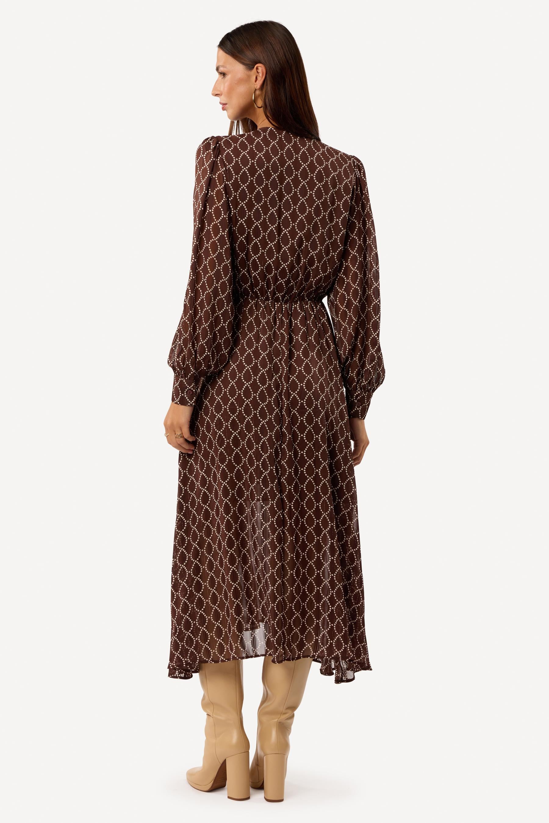 Robe longue imprimée Marron - Axara Paris