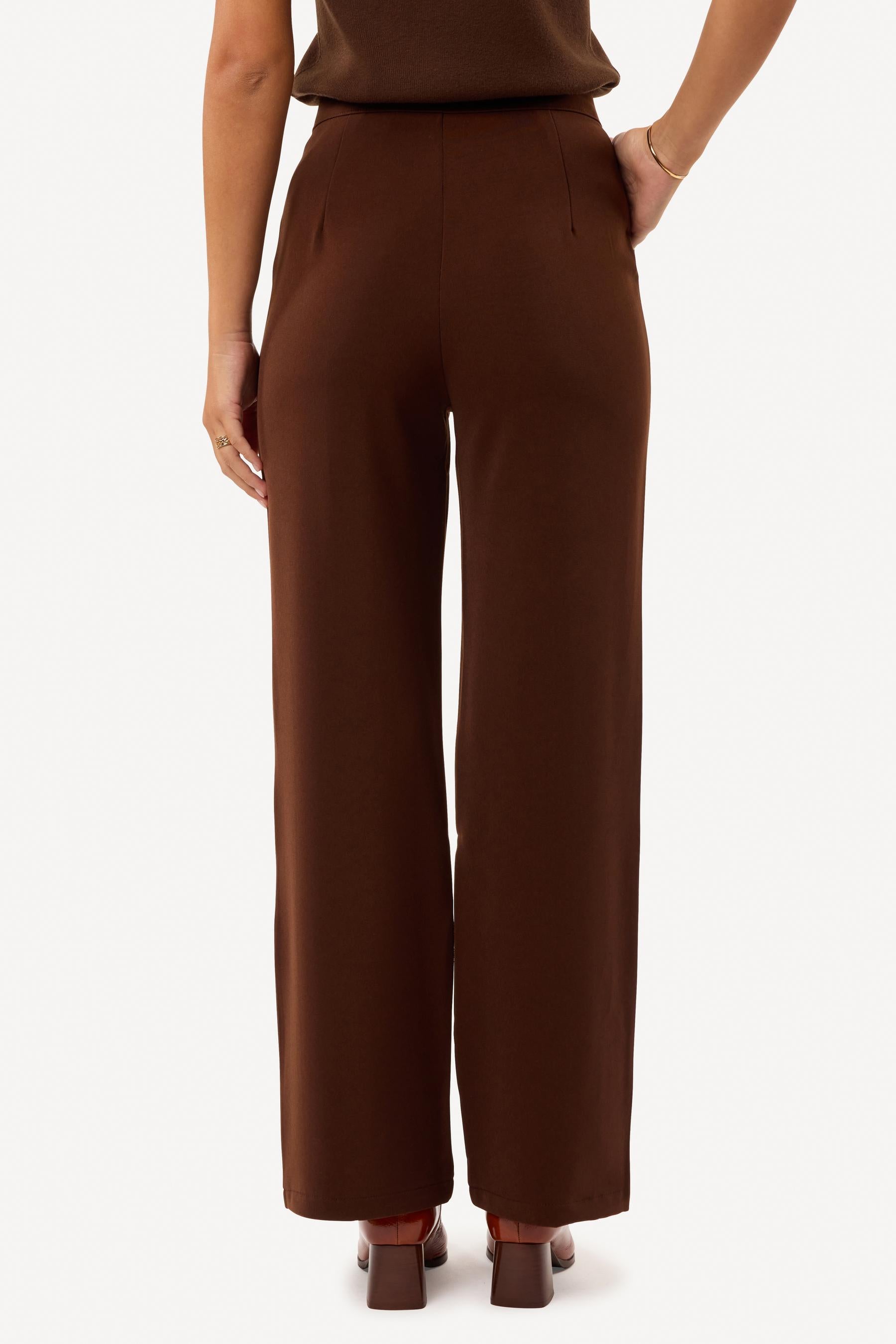 Pantalon large uni Marron - Axara Paris