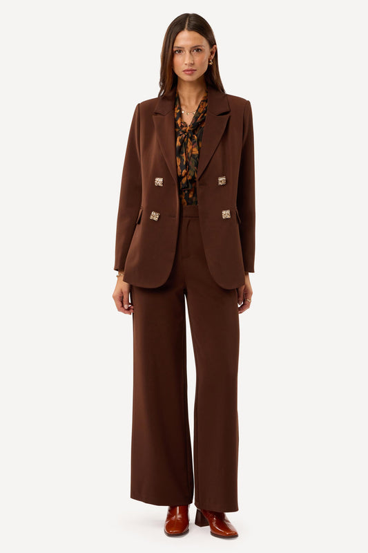 Veste de tailleur unie Marron - Axara Paris