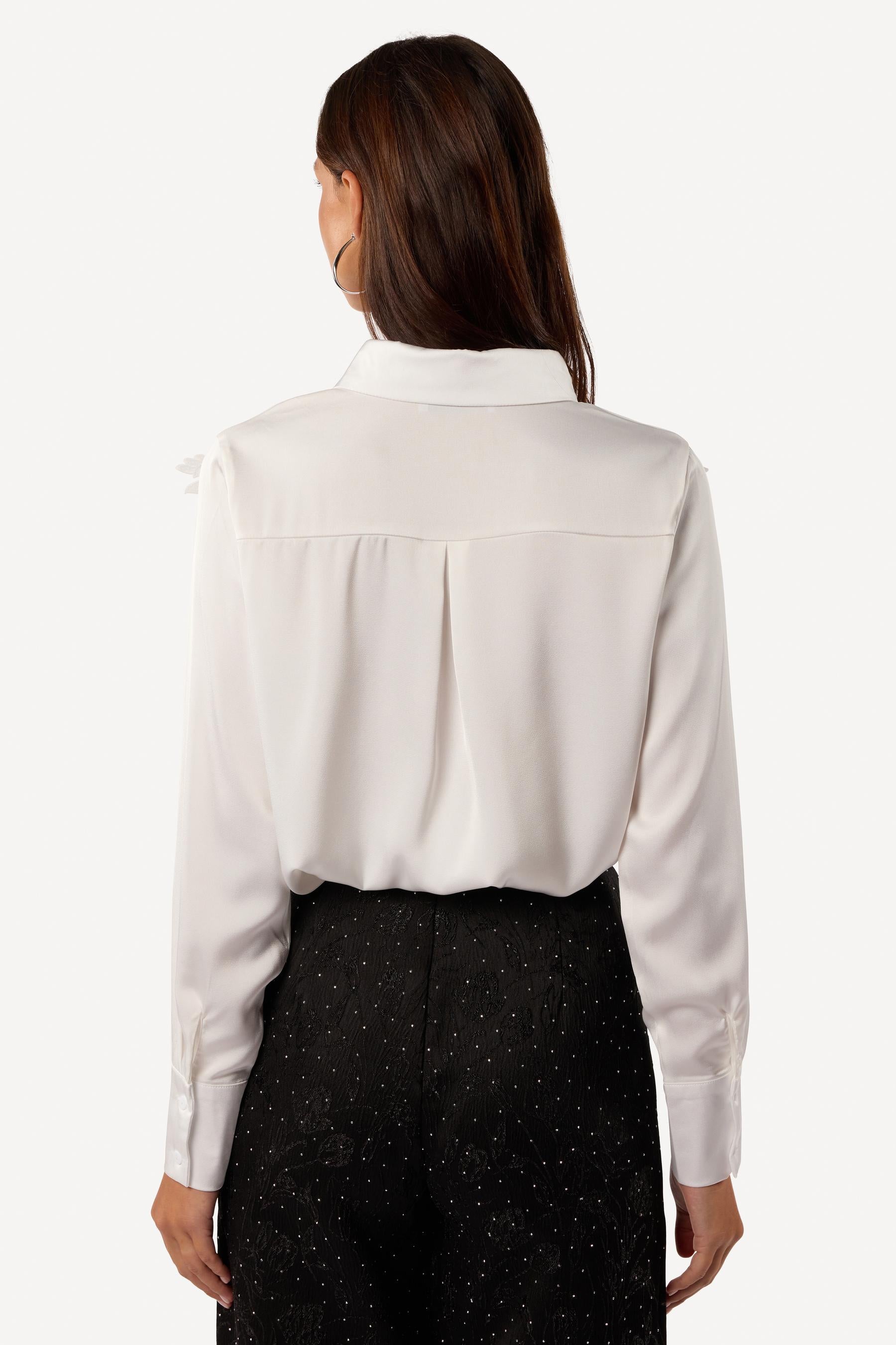 Chemise unie à broderie Blanc - Axara Paris