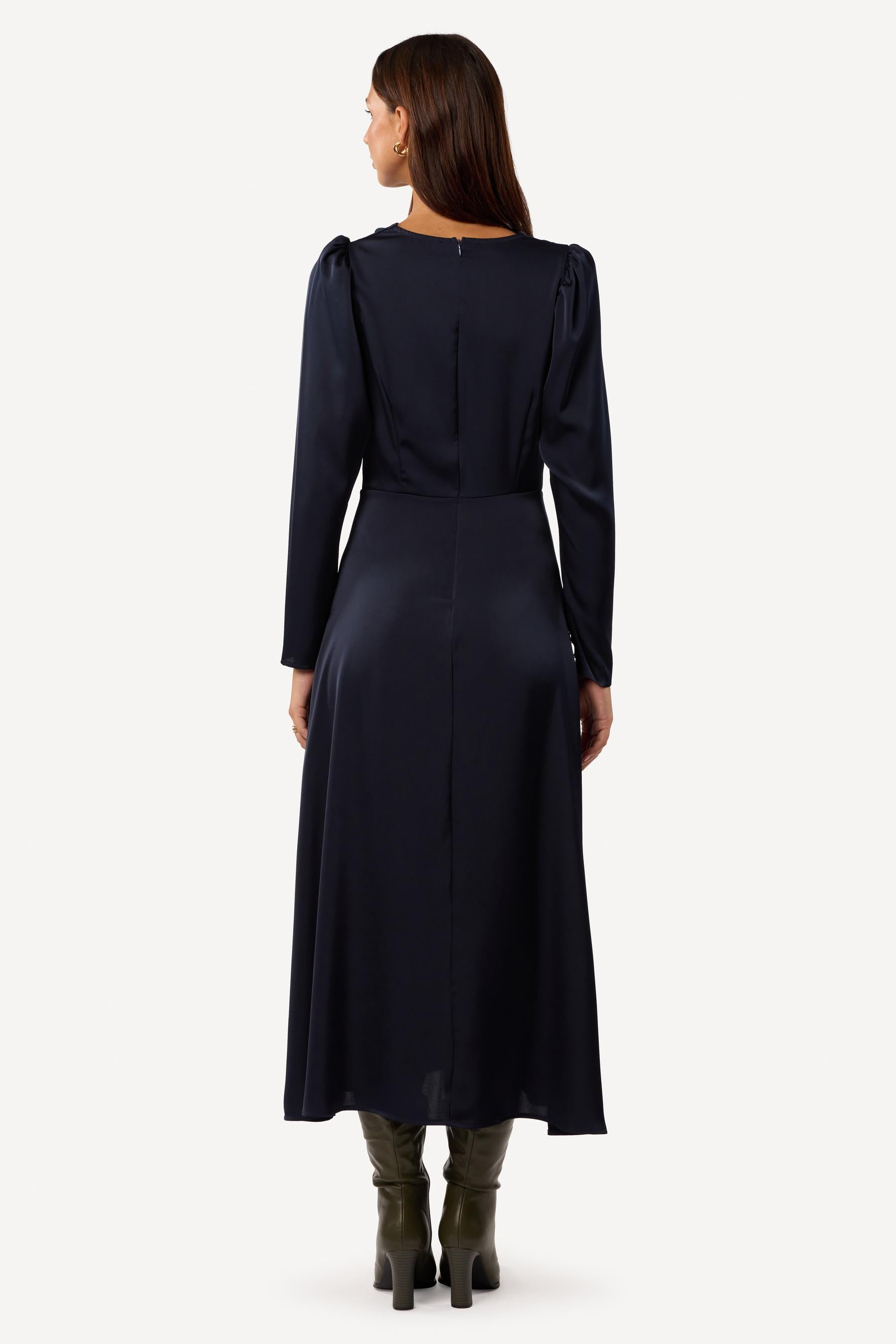 Robe cocktail unie Marine - Axara Paris