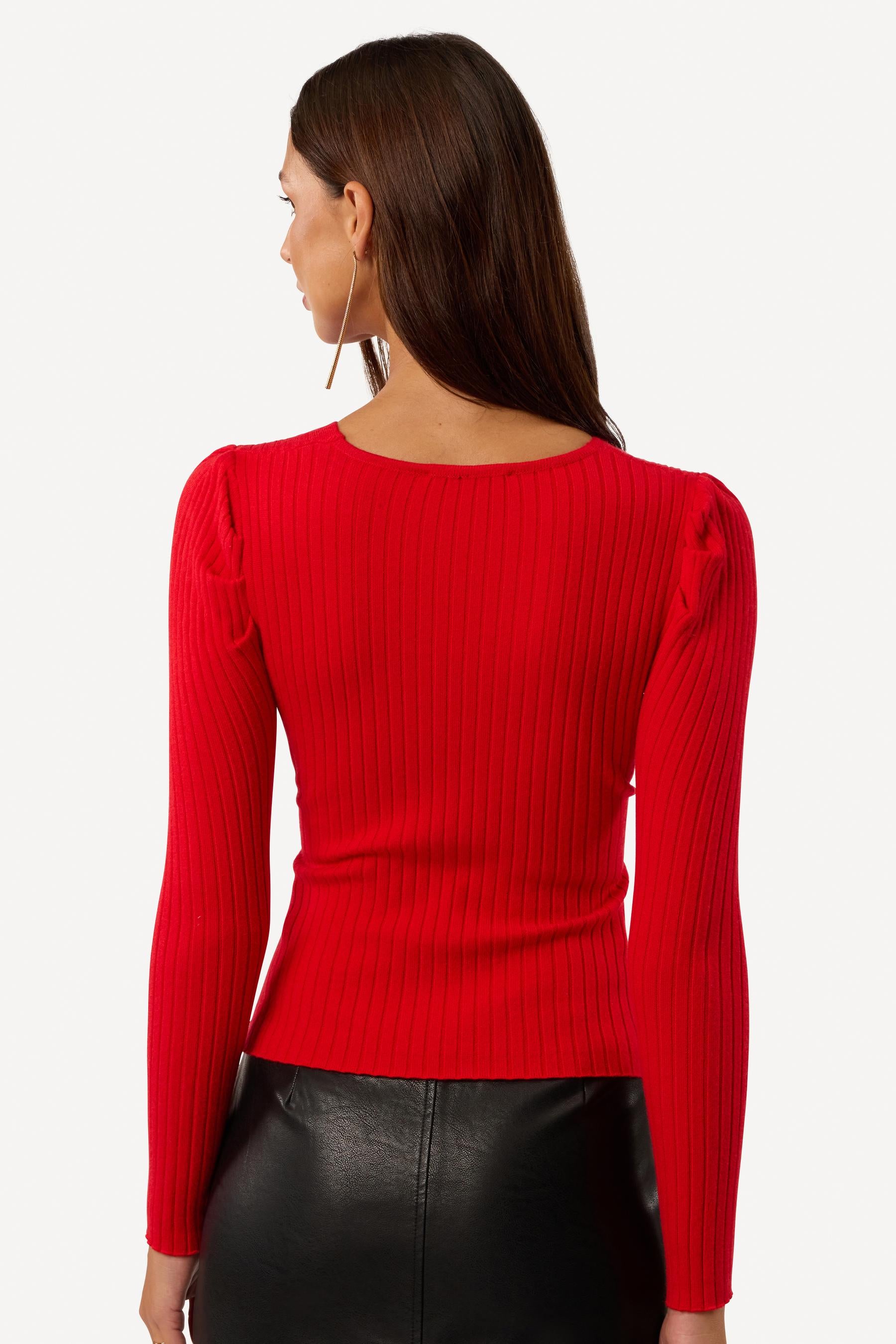 Pull uni croisé Rouge - Axara Paris