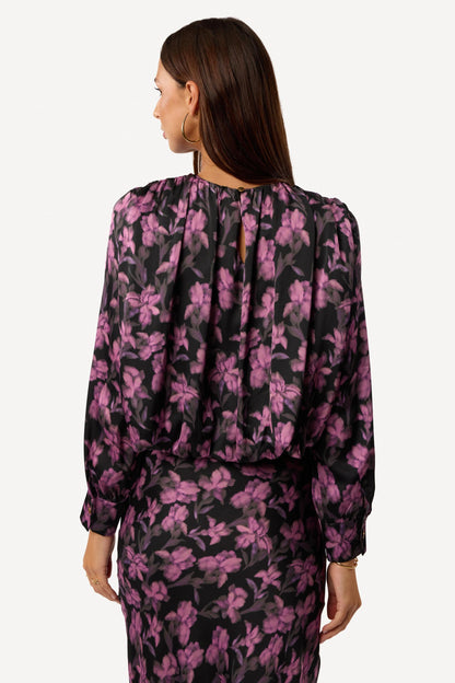 Blouse courte imprimée Violet - Axara Paris