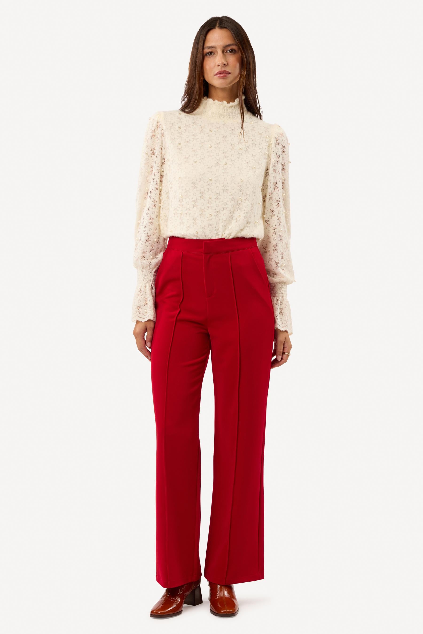 Pantalon large uni Rouge - Axara Paris