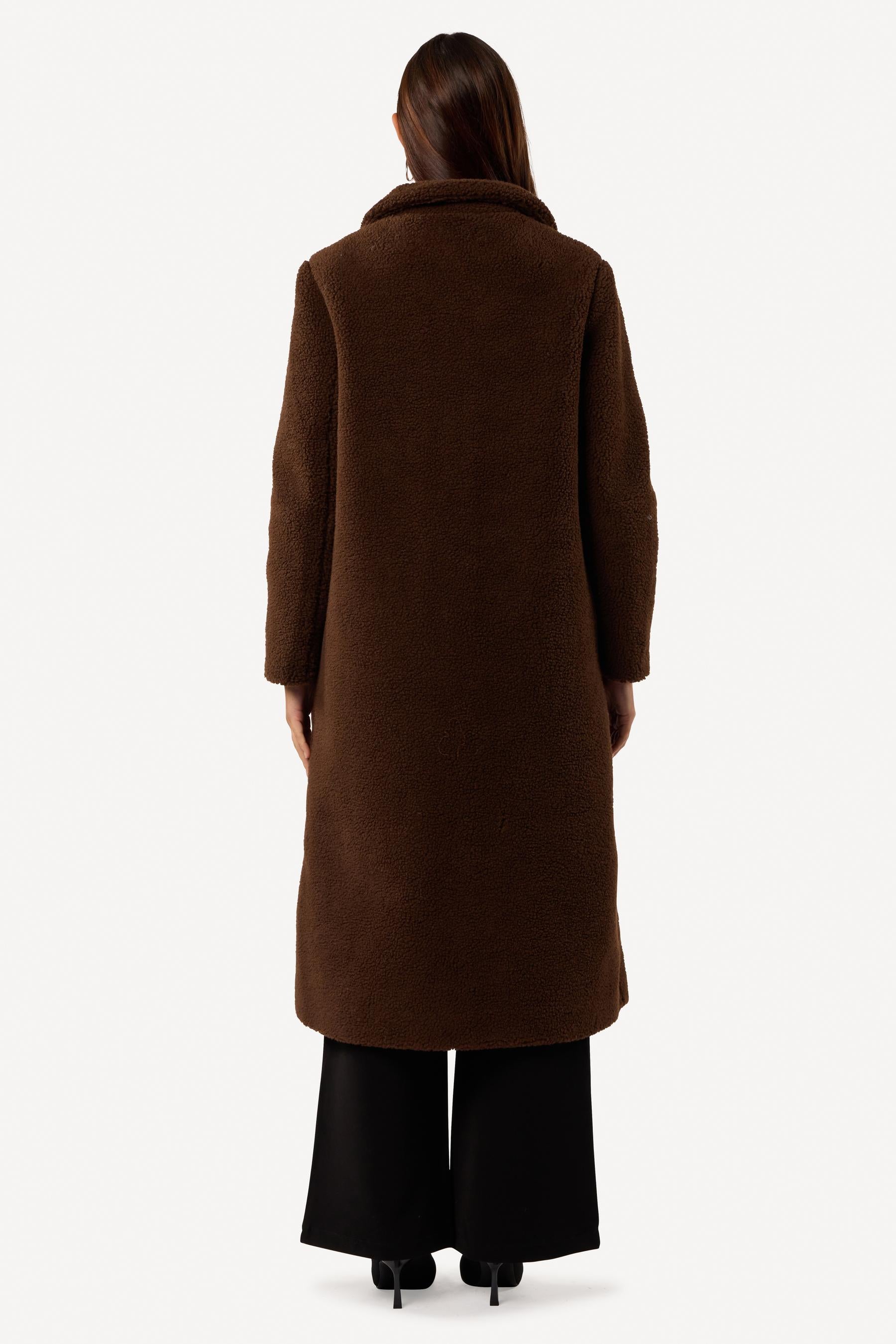 Manteau long teddy Marron - Axara Paris