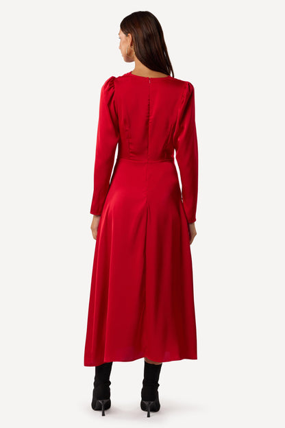 Robe cocktail unie Rouge - Axara Paris