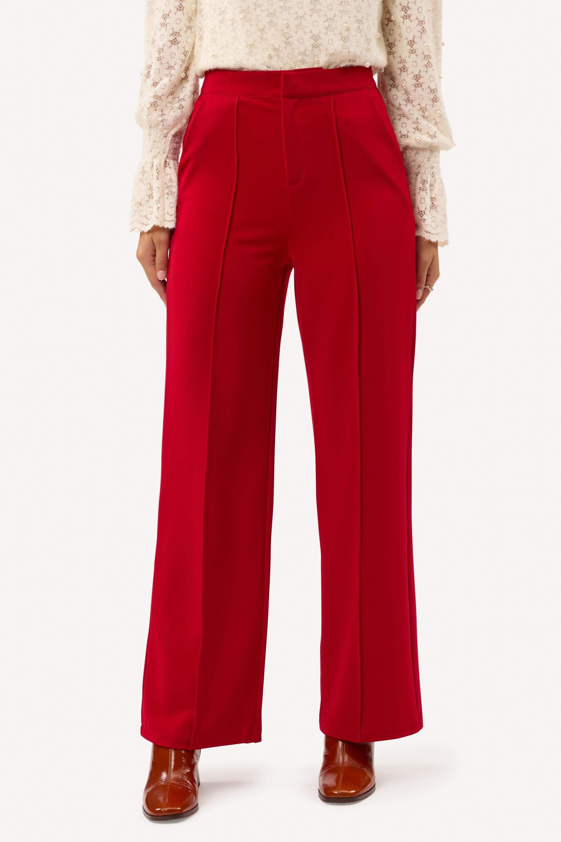 Pantalon large uni Rouge - Axara Paris