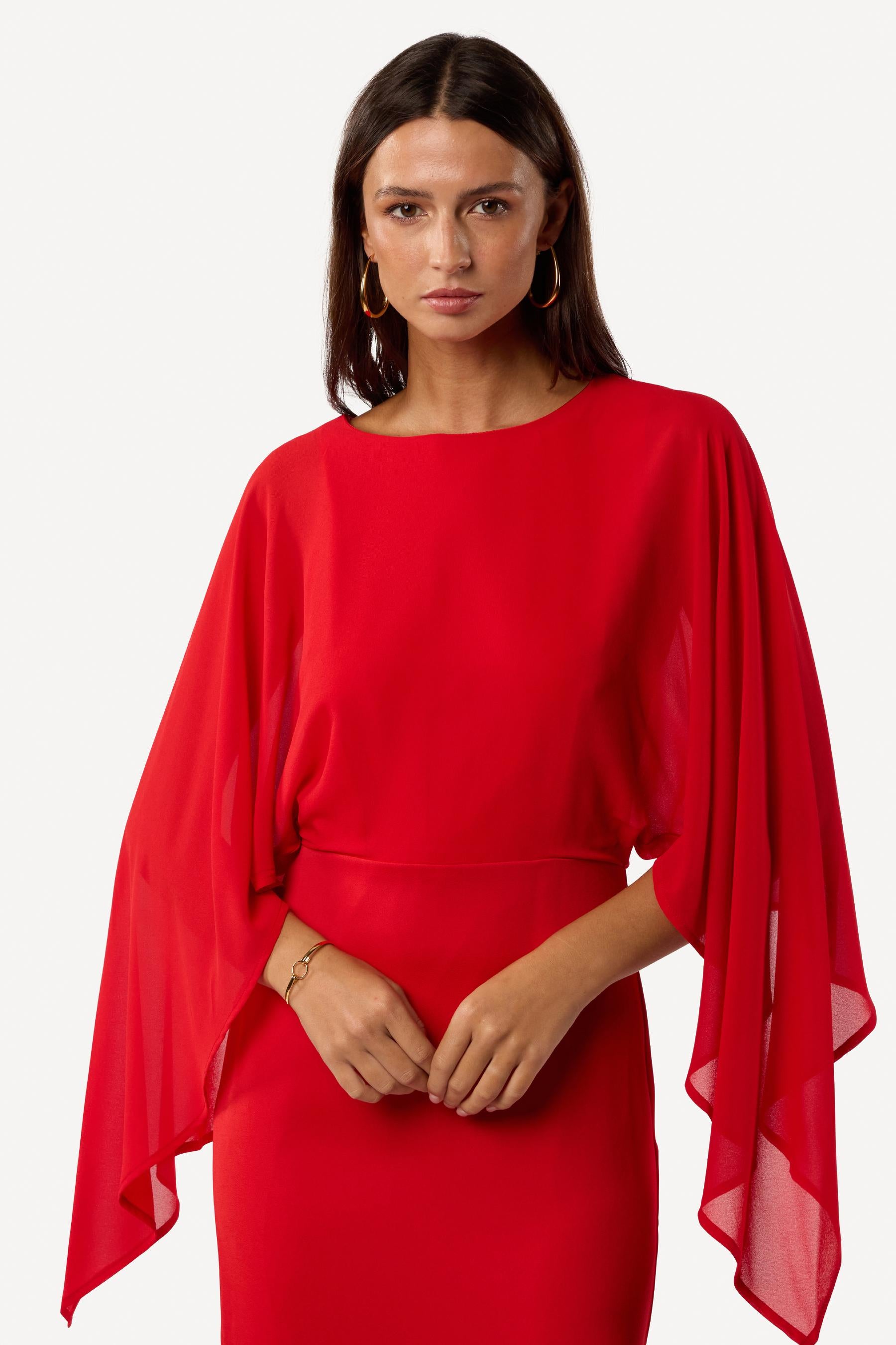 Robe cocktail unie Rouge - Axara Paris