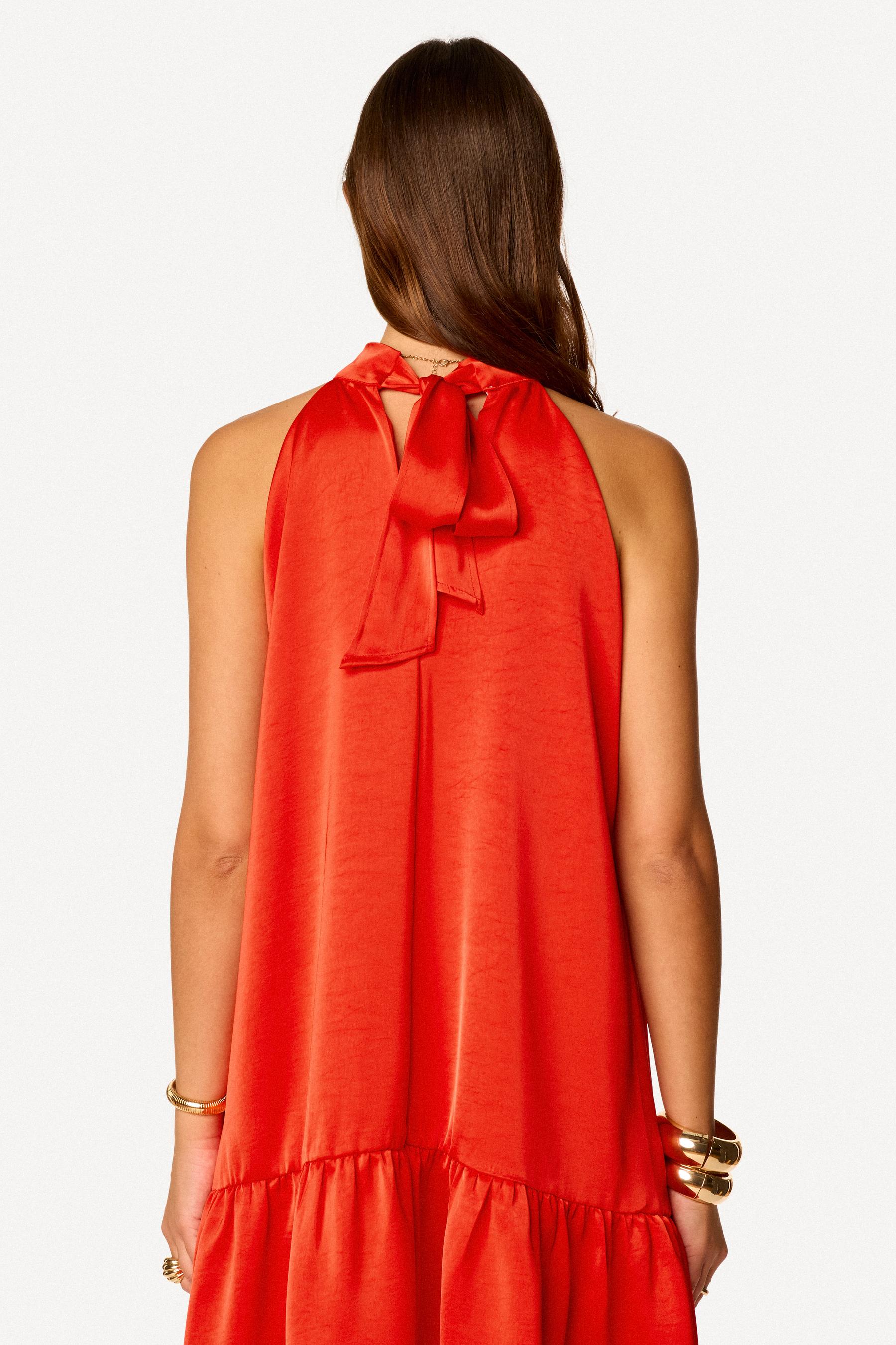 Robe unie sans manches Corail - Axara Paris