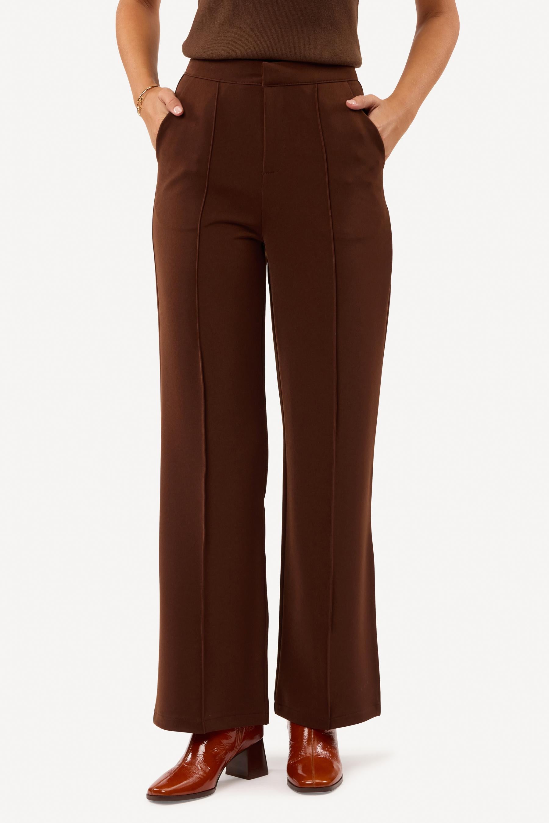 Pantalon large uni Marron - Axara Paris