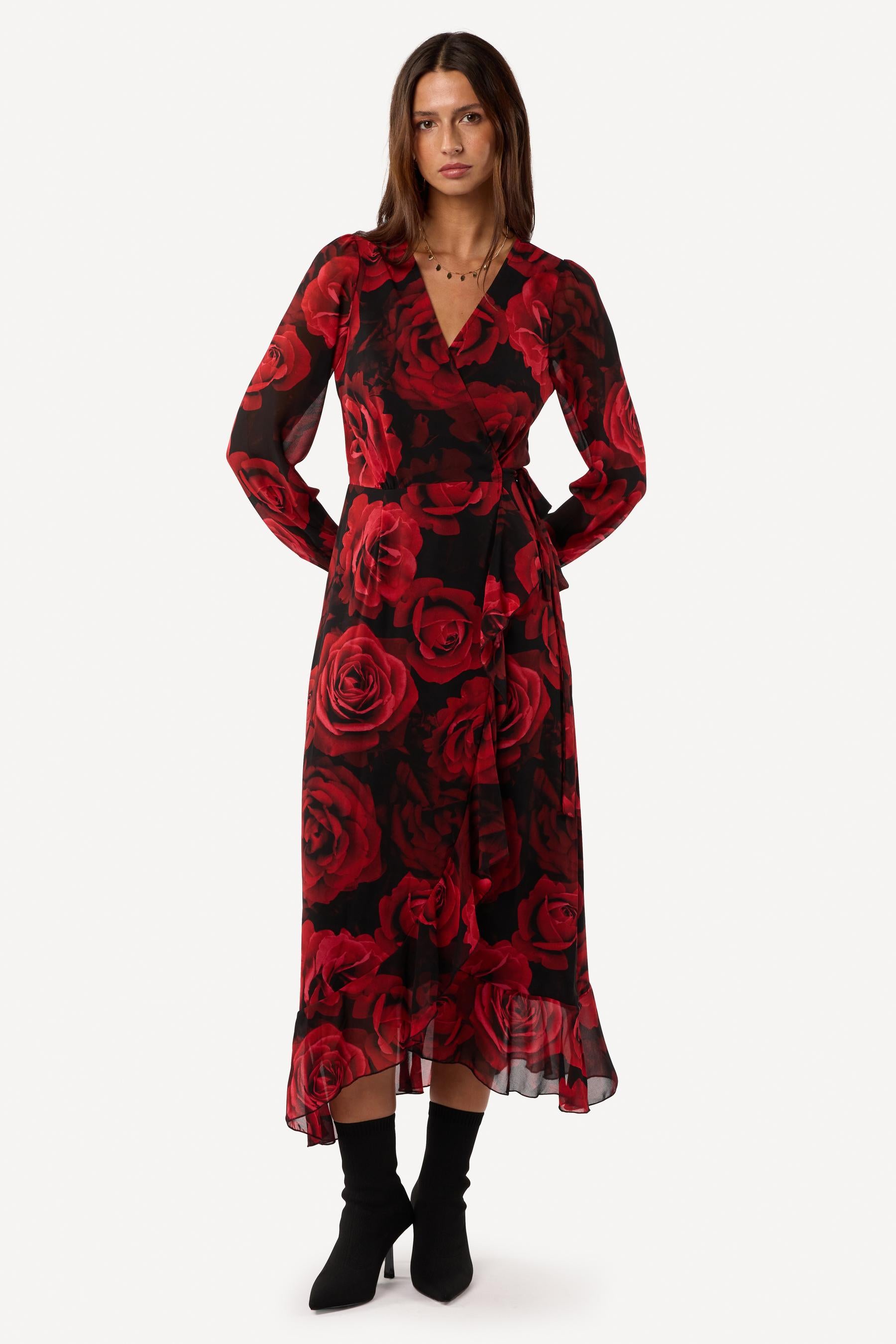 Robe longue imprimée Rouge - Axara Paris