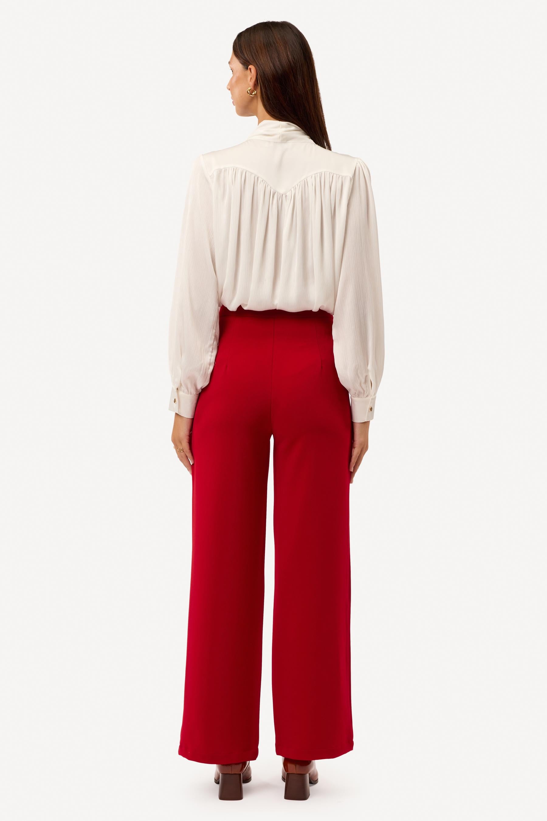 Pantalon large uni Rouge - Axara Paris